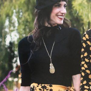 Effies Heart vintage inspired blouse with cute neckline in black - Size L